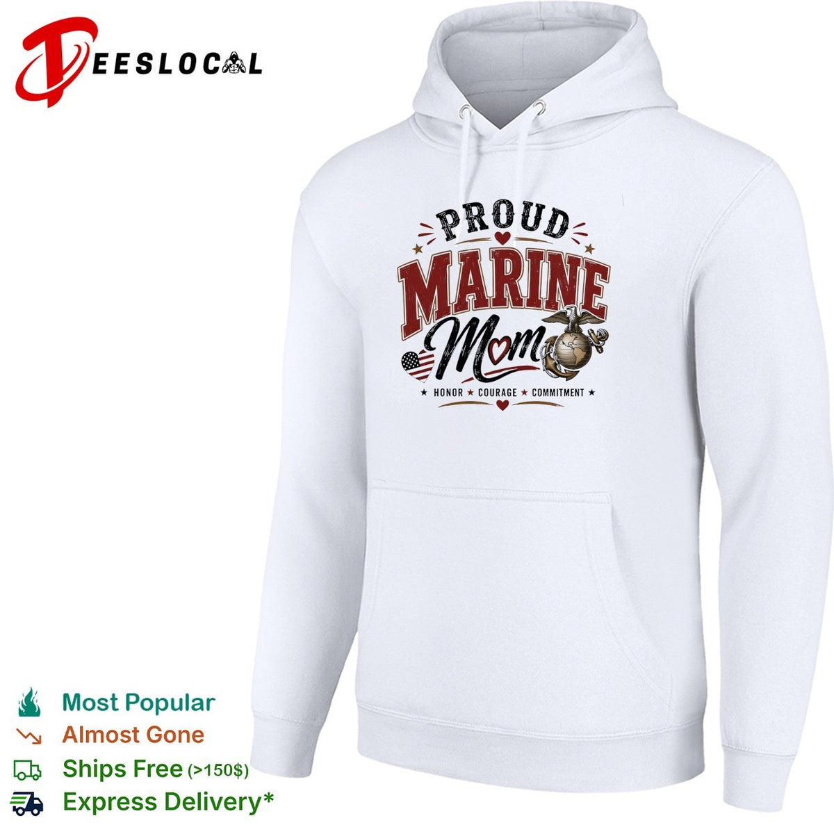 Proud Marine Mom honor courage commitment eagle emblem patriotic art shirt
