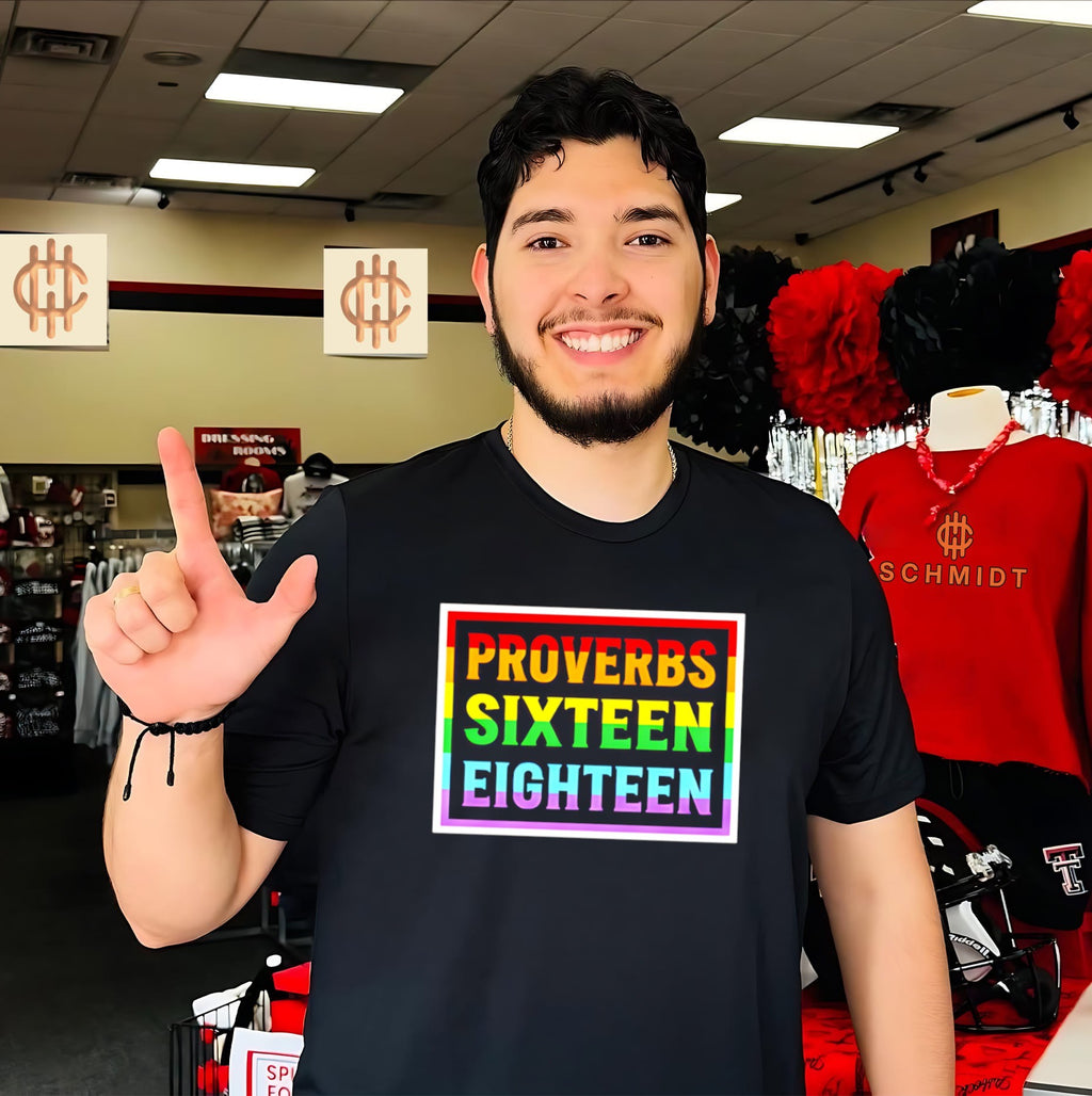 Proverbs Sixteen Eighteen Christian Rainbow Bible Verse shirt