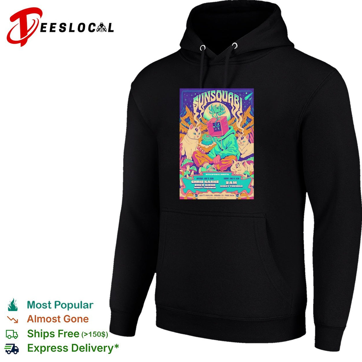 Psychedelic animated creatures neon music festival concert framed poster art shirt