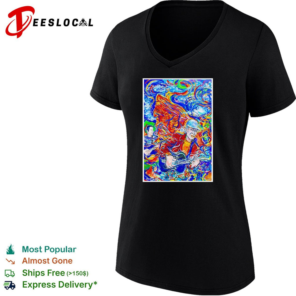 Psychedelic guitarist colorful swirling abstract concert framed poster art shirt