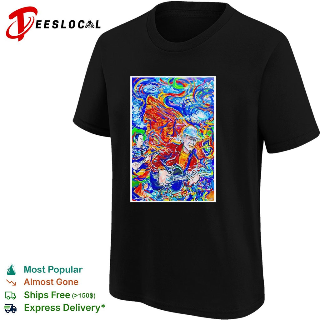 Psychedelic guitarist colorful swirling abstract concert framed poster art shirt