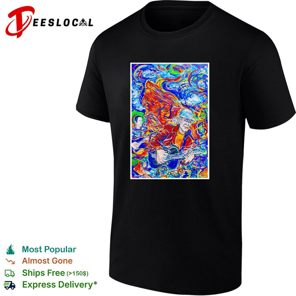 Psychedelic guitarist colorful swirling abstract concert framed poster art shirt