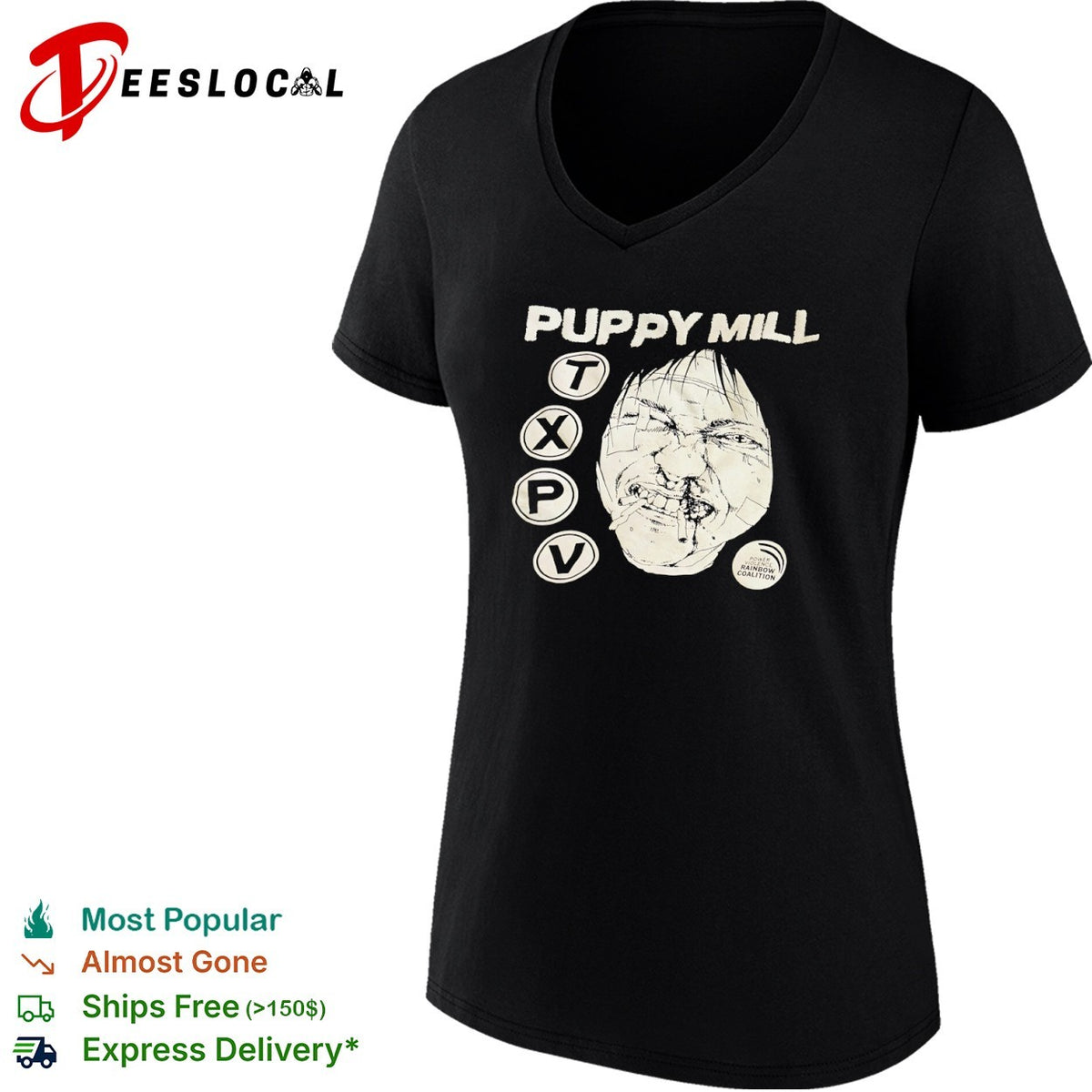 Puppy Mill TXPV Power Violence Rainbow Coalition Face shirt