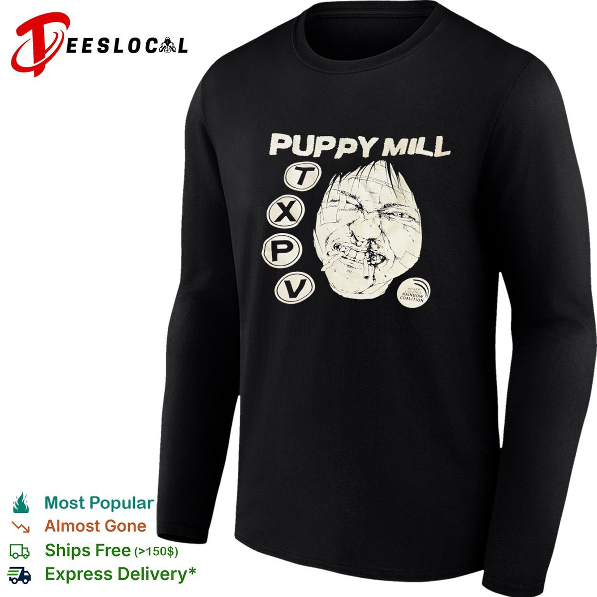 Puppy Mill TXPV Power Violence Rainbow Coalition Face shirt