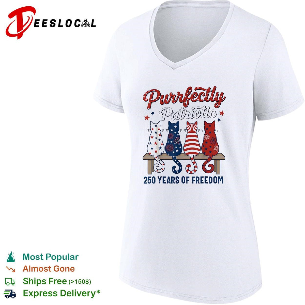 Purrfectly patriotic cats 250 years of freedom Fourth of July shirt