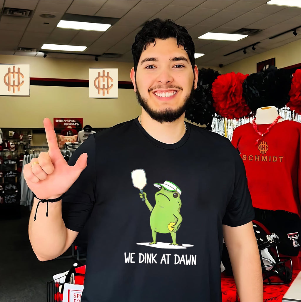 We dink at dawn pickle ball frog meme shirt