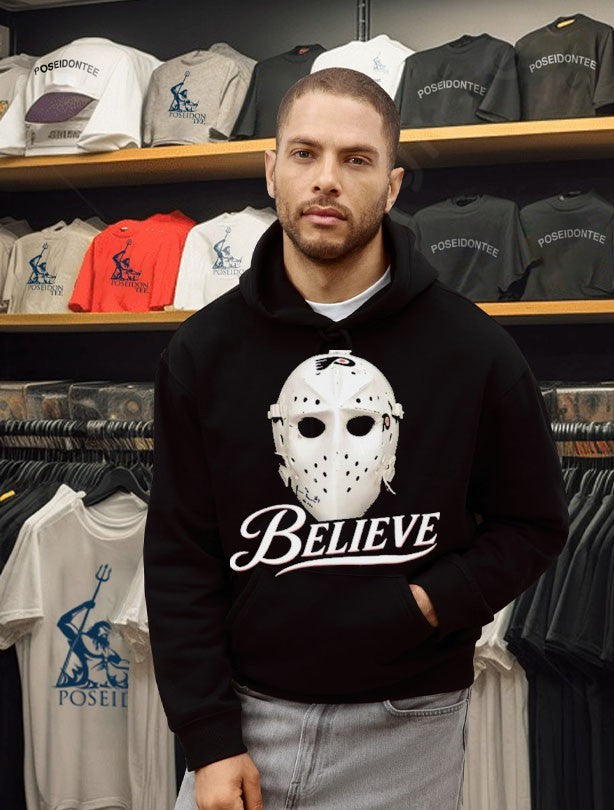 Bernie Parent Ice Hockey Mask Believe T-shirt