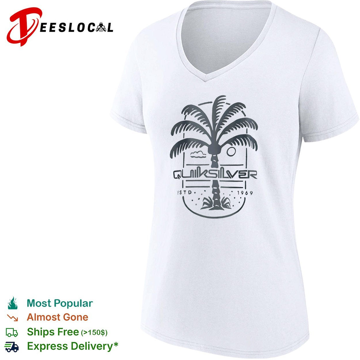 Quiksilver Estd 1969 Palm Tree Logo Beach shirt