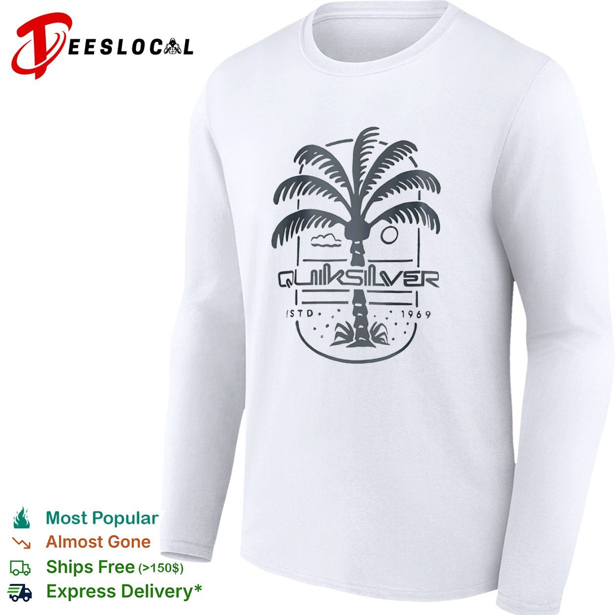 Quiksilver Estd 1969 Palm Tree Logo Beach shirt
