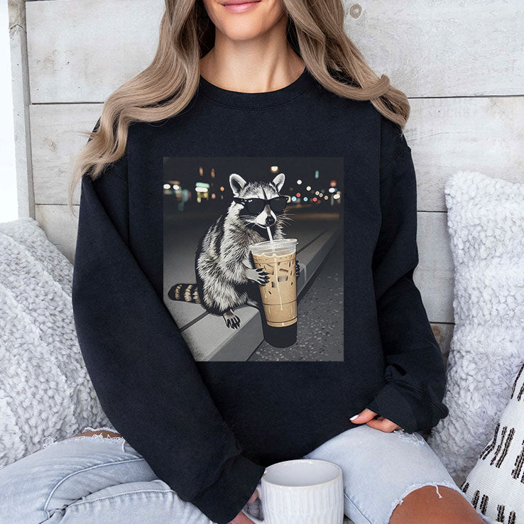 Raccoon Drinking Iced Coffee T Shirt