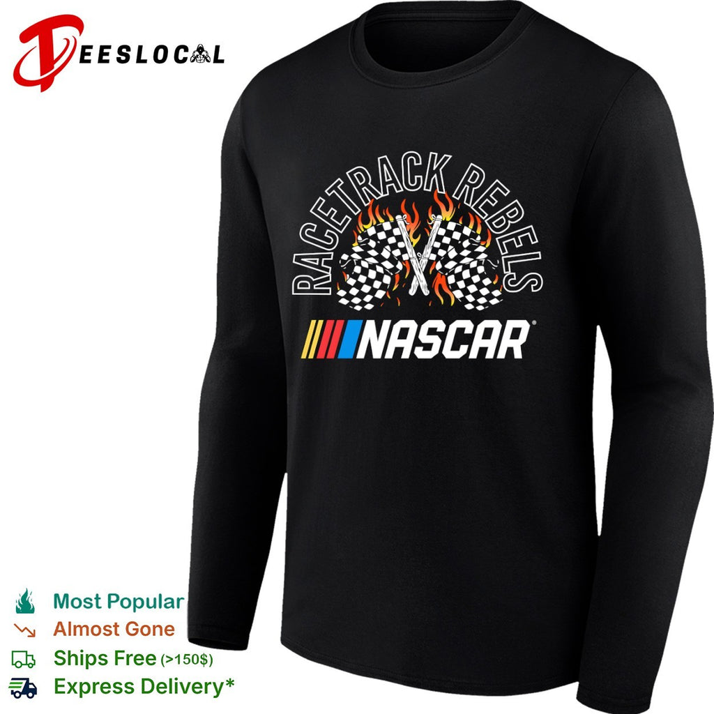 Racetrack Rebels NASCAR checkered flags flaming racing motorsport shirt