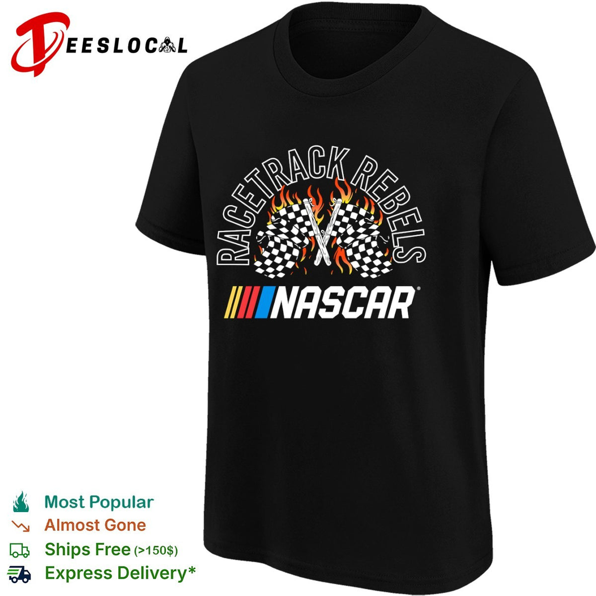 Racetrack Rebels NASCAR checkered flags flaming racing motorsport shirt