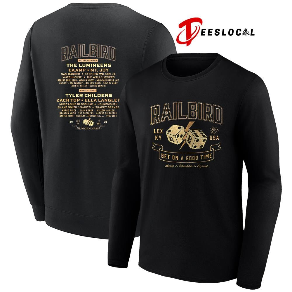 Railbird Music festival bet on a good time Lexington Kentucky dice lineup logo shirt