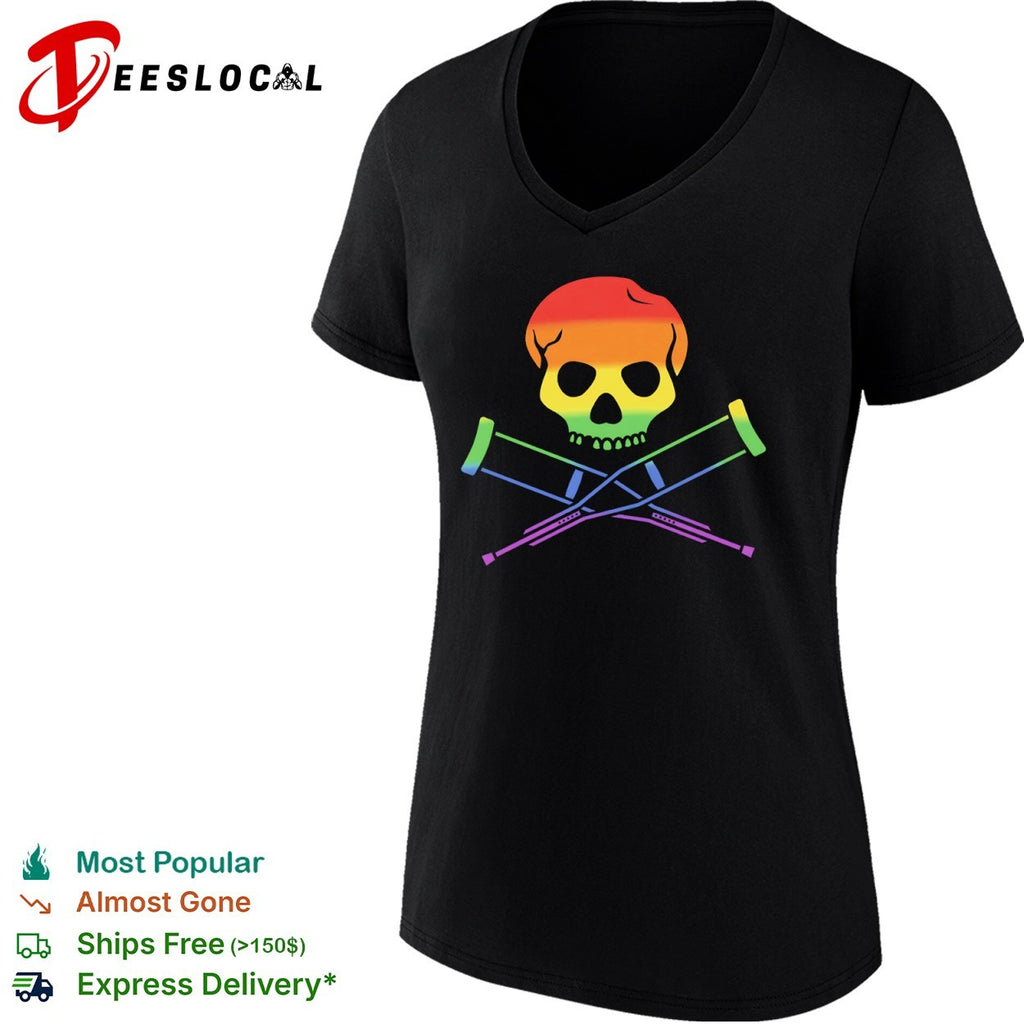 Rainbow Skull with Crutches Pride shirt