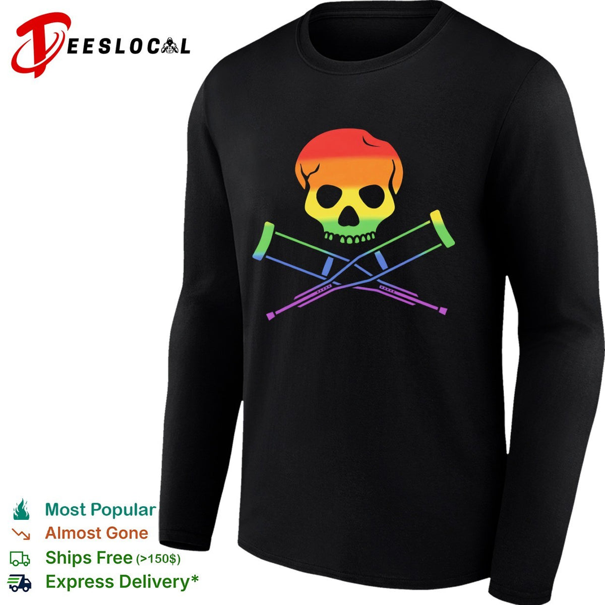 Rainbow Skull with Crutches Pride shirt