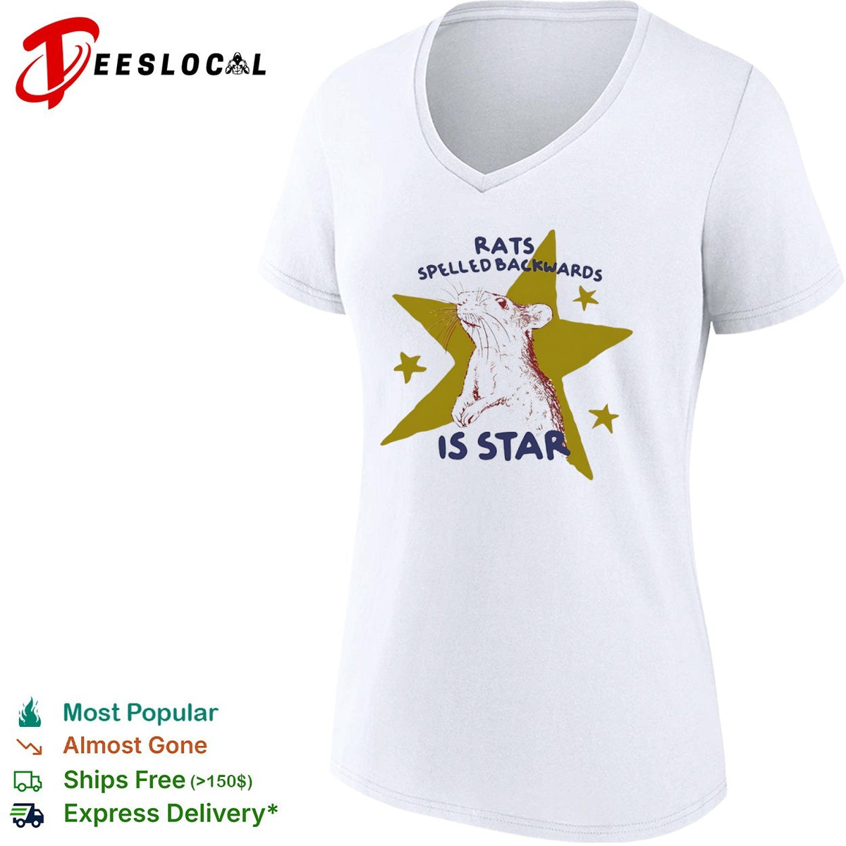 Rats spelled backwards is star rodent artistic minimalist shirt