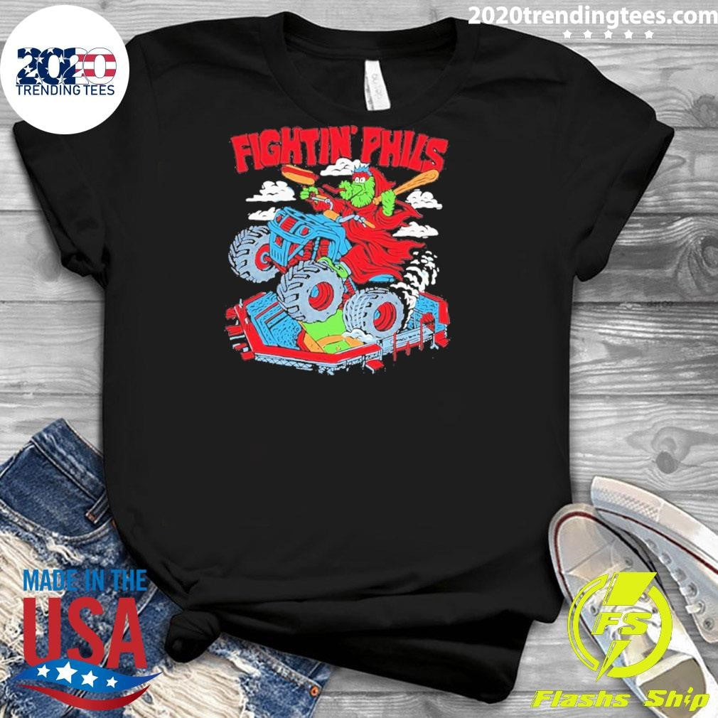 Reading Fightin Phils Mascot Riding Monster Truck Shirt