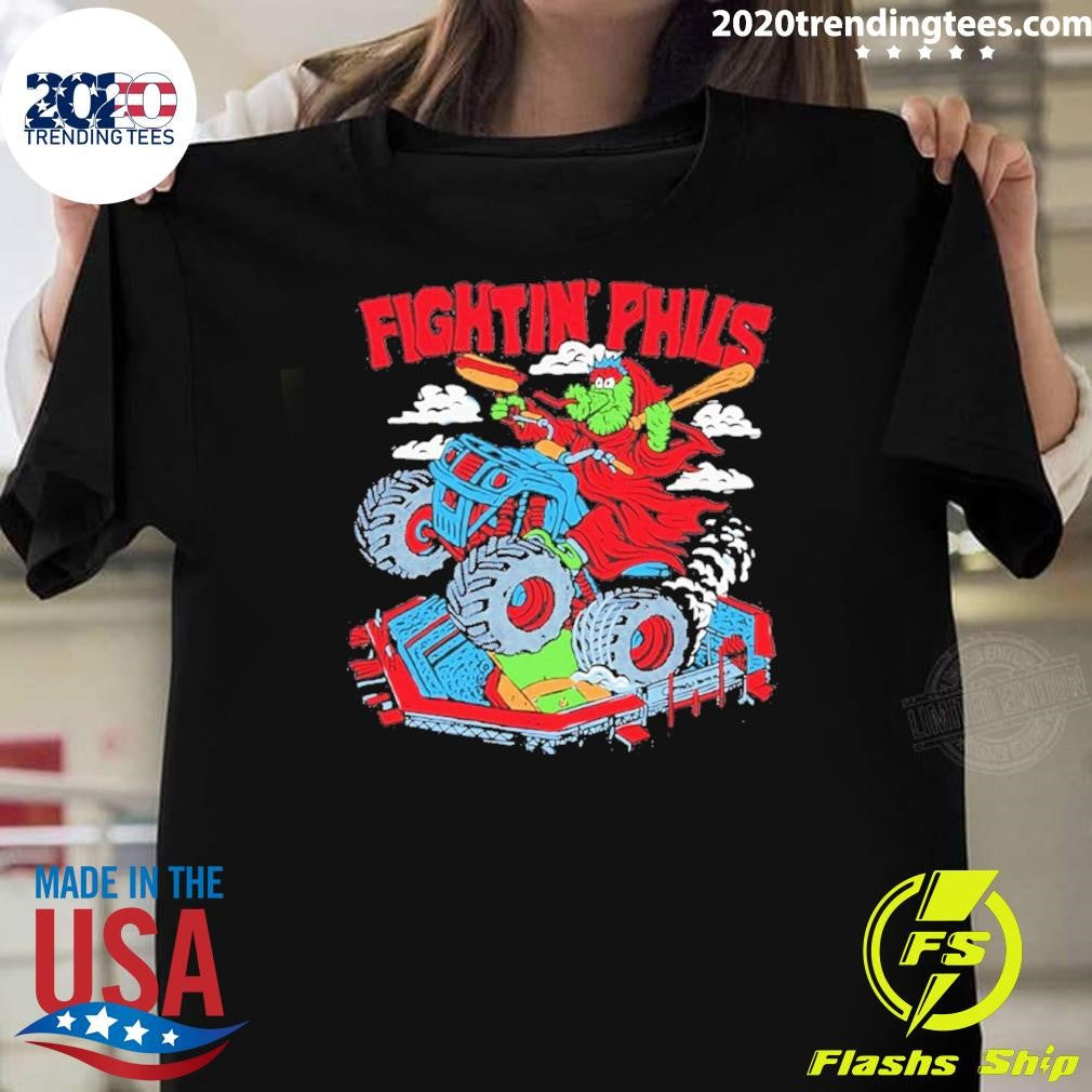 Reading Fightin Phils Mascot Riding Monster Truck Shirt