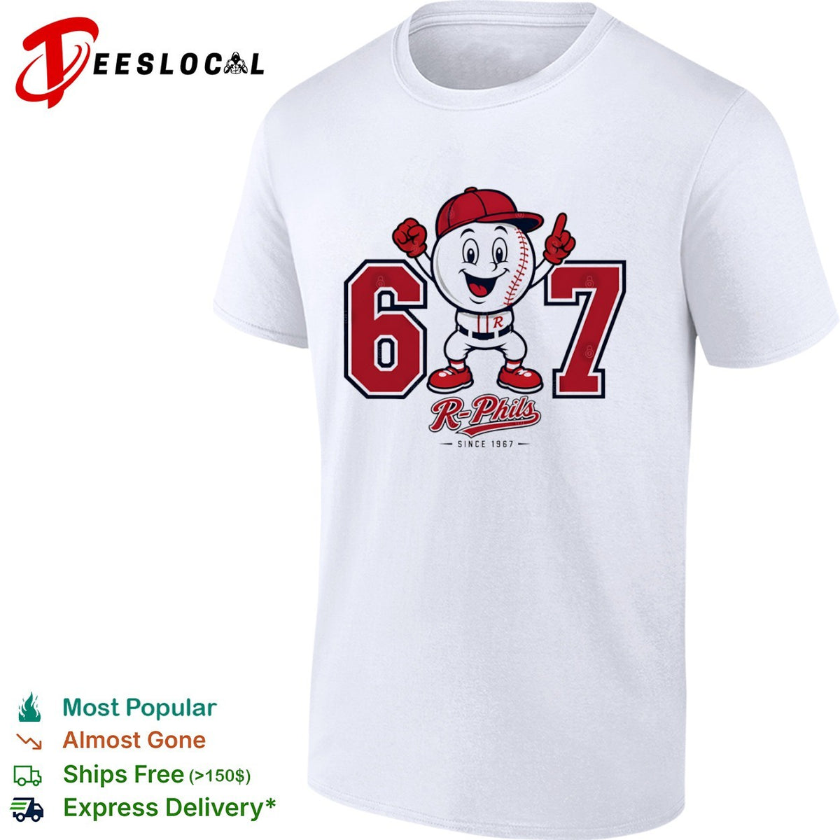 Reading Phillies 67 Since 1967 R Phils Baseball Shirt