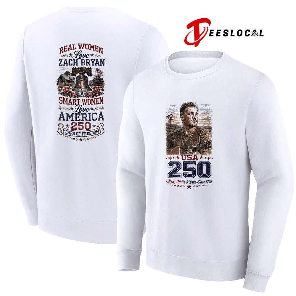 Real women love Zach Bryan smart women love America 250 years of freedom shirt