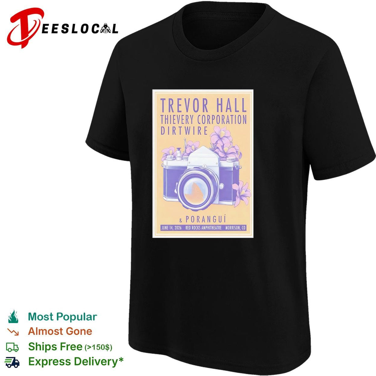 Red Rocks Amphitheater Morrison CO concert camera floral poster shirt