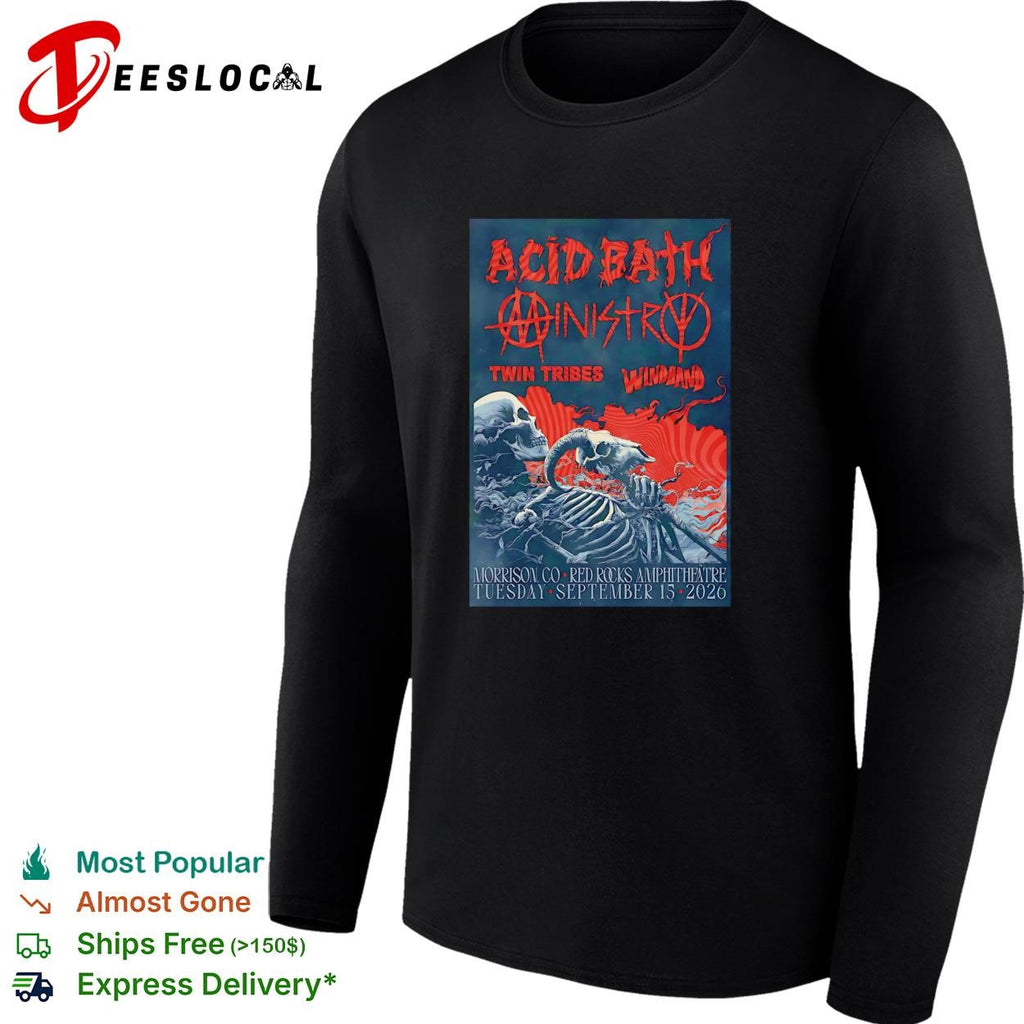 Red Rocks Amphitheater September dark metal concert skeleton poster shirt