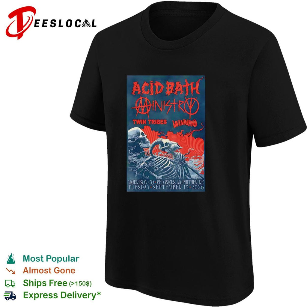 Red Rocks Amphitheater September dark metal concert skeleton poster shirt