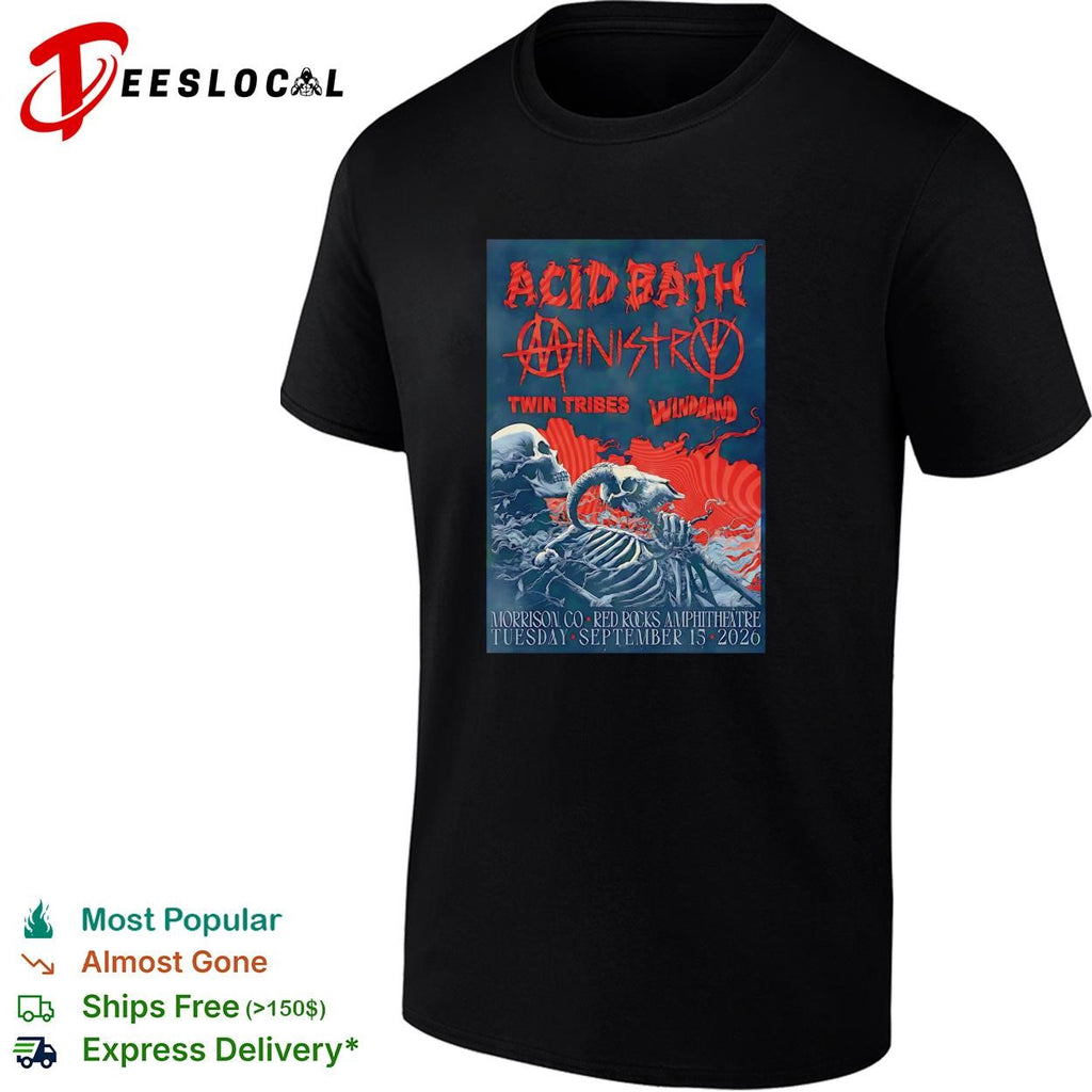 Red Rocks Amphitheater September dark metal concert skeleton poster shirt