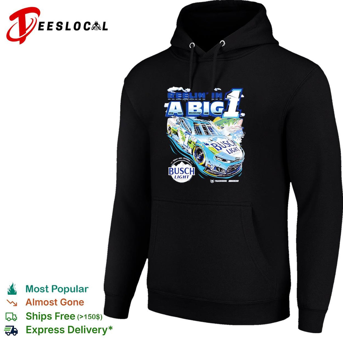 Reelin’ in a big 1 Ross Chastain Busch Light bass fishing NASCAR shirt