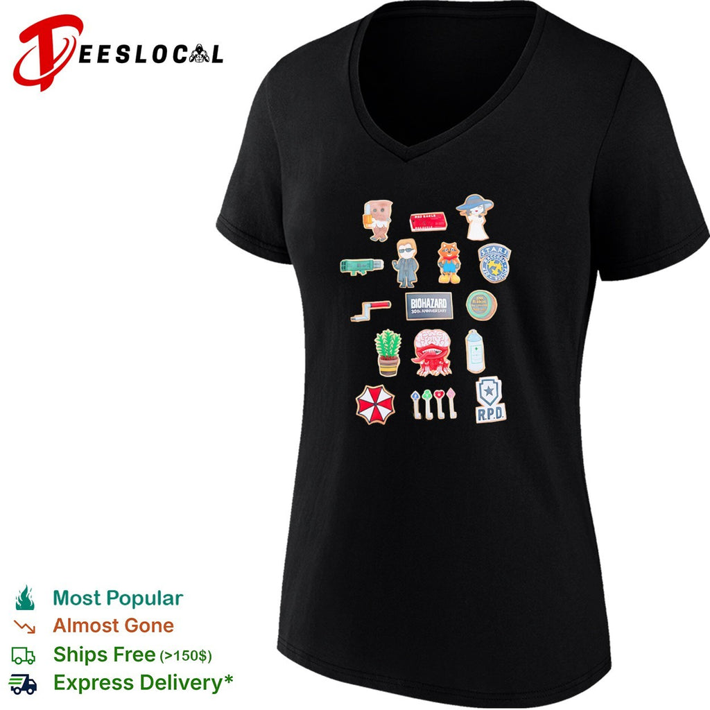 Resident Evil Biohazard 30th Anniversary S T A R S Umbrella R P D Icons shirt