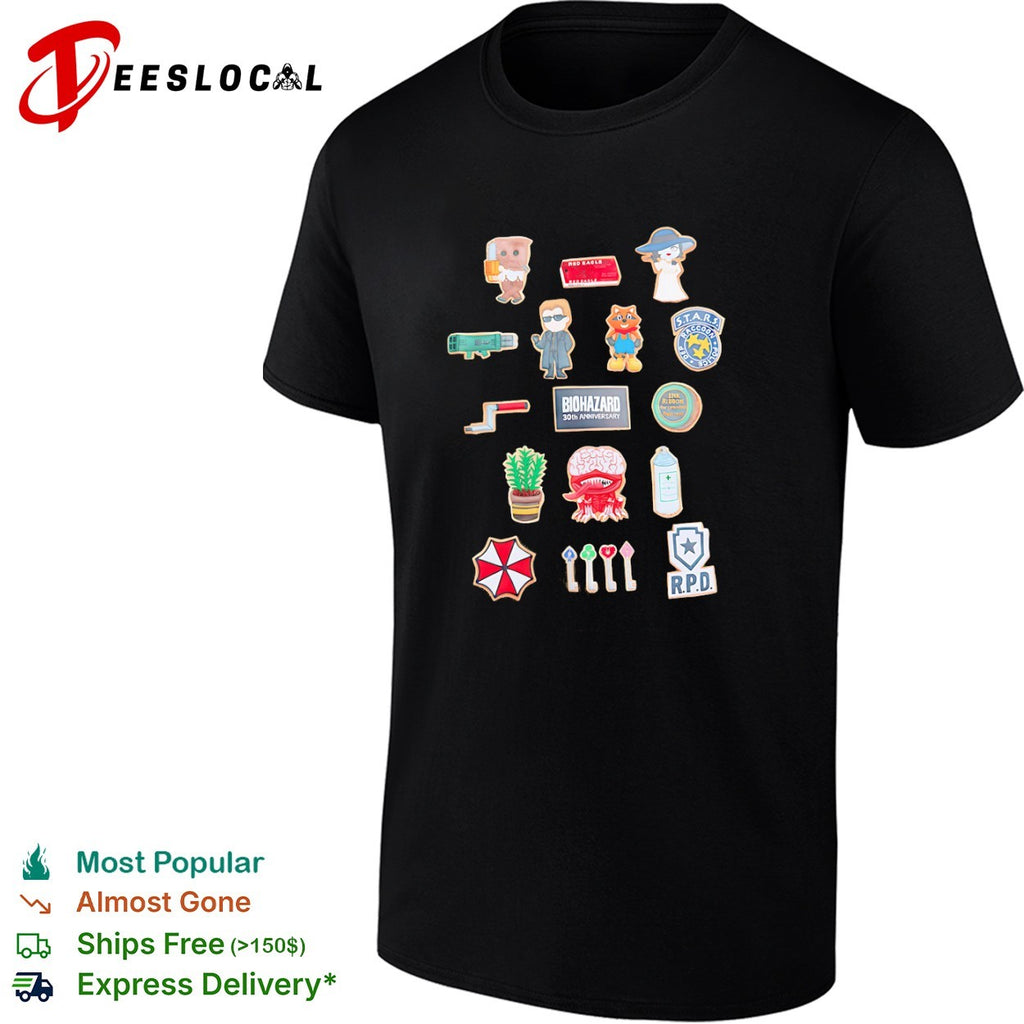Resident Evil Biohazard 30th Anniversary S T A R S Umbrella R P D Icons shirt