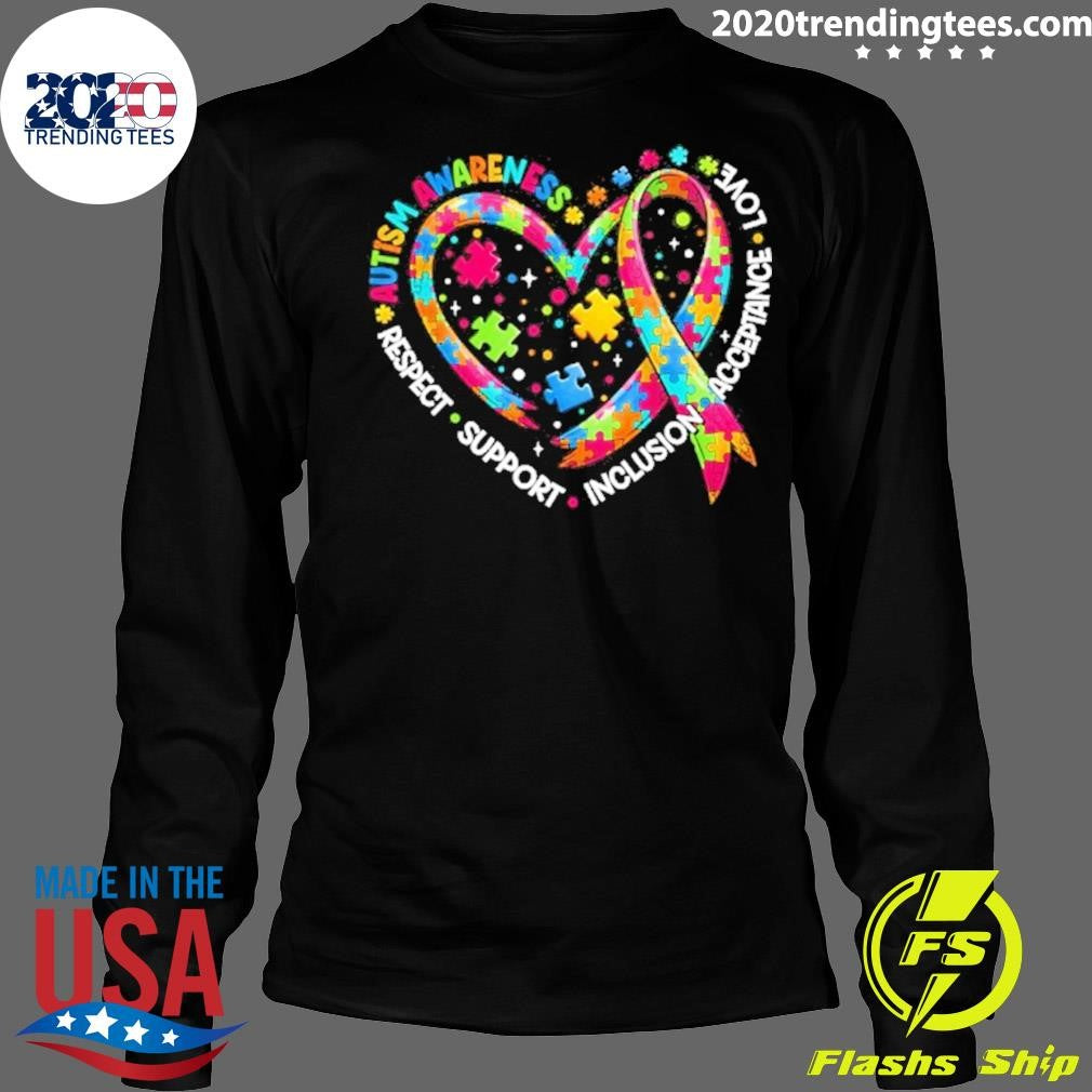 Respect Support Autism Awareness Heart Shirt