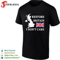 Restore Britain I dont care United Kingdom map Union Jack flag shirt
