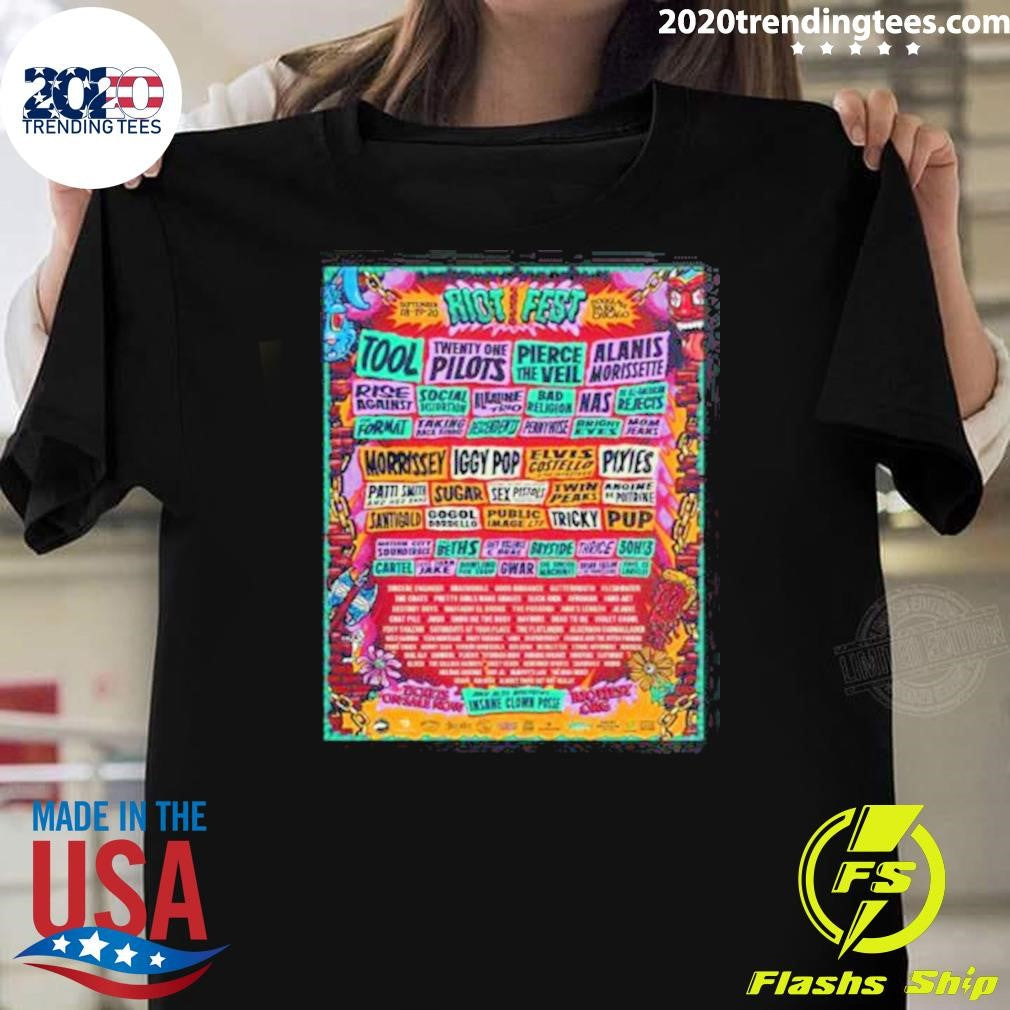 Riot Fest 2026 Full Lineup At Douglass Park Chicago On September 18-20 2026 Shirt