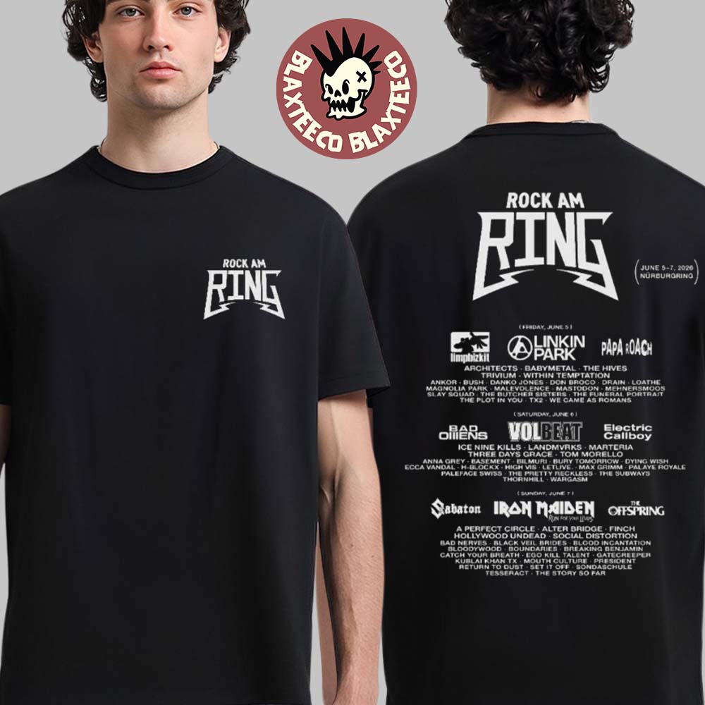 Rock Am Ring 2026 Festival Merch In Nurburg Germany From June 5 To 7 2026 Classic Logo With Lineup T-Shirt Hoodie