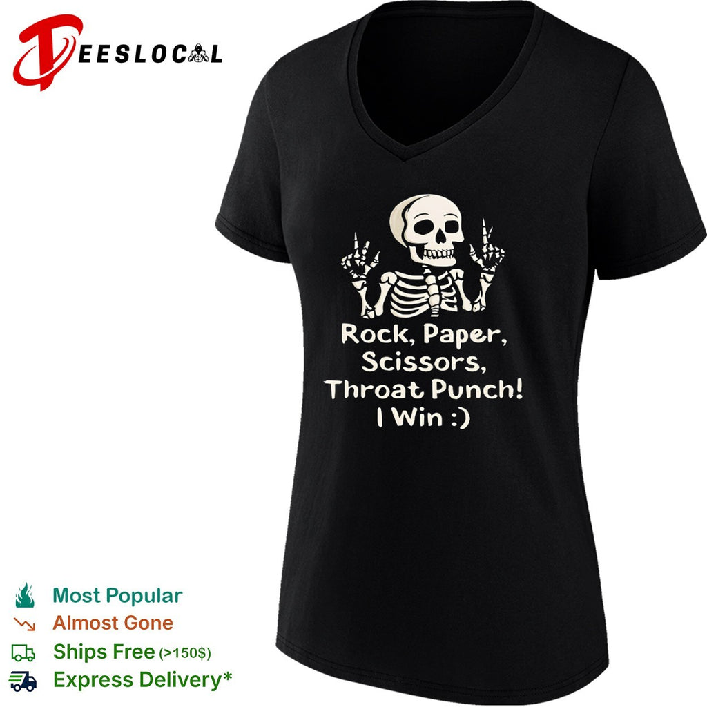 Rock Paper Scissors Throat Punch I Win Skeleton Shirt