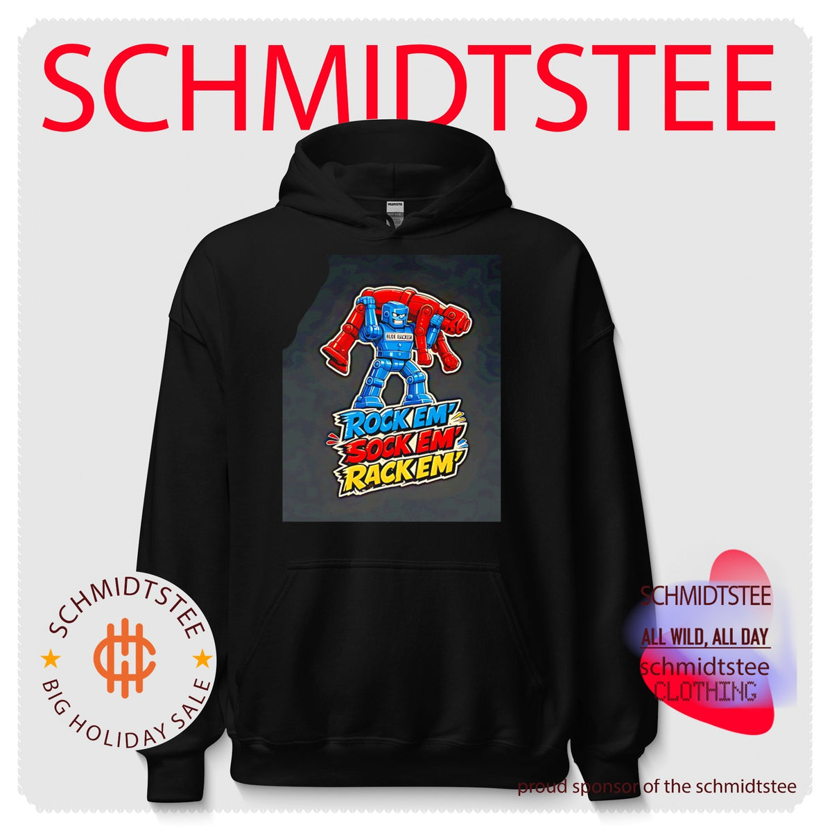 Rock em’ sock em’ rack em’ robot graphic shirt