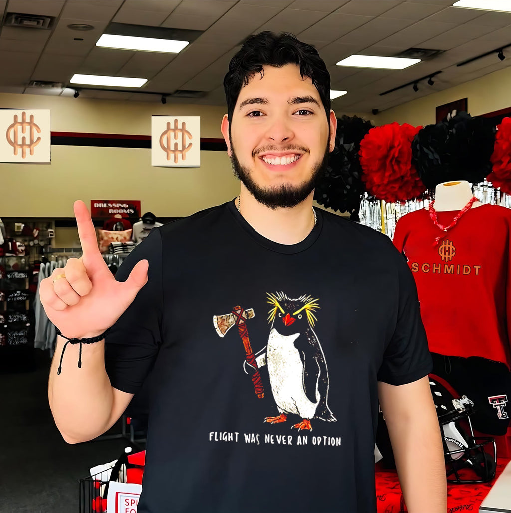 Rockhopper Penguin Axe flight was never an option shirt