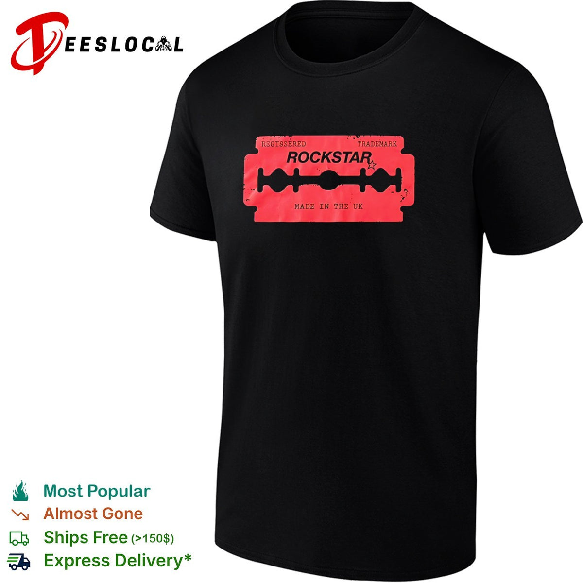 Rockstar Regissered Trademark Made in the UK Razor shirt