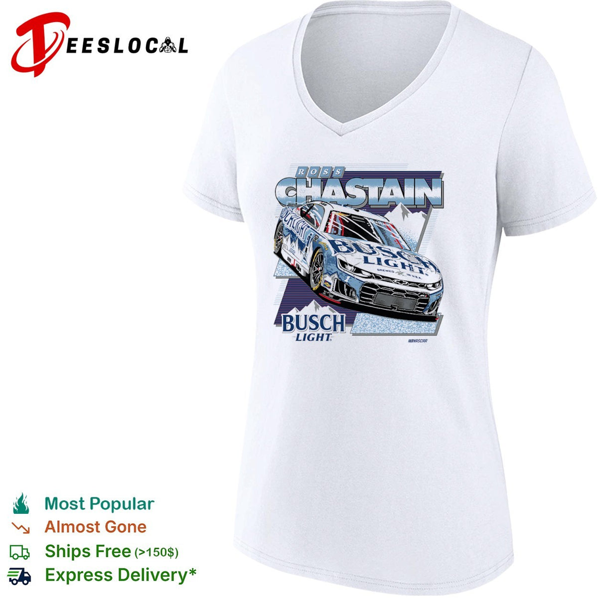 Ross Chastain Trackhouse Racing NASCAR Busch Light Chevrolet Camaro Race Car shirt