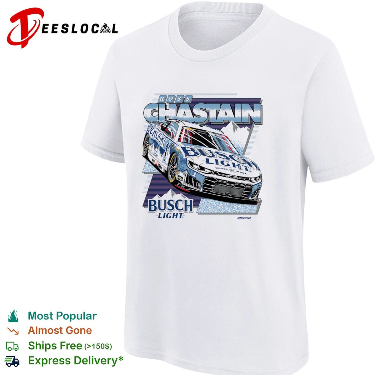 Ross Chastain Trackhouse Racing NASCAR Busch Light Chevrolet Camaro Race Car shirt