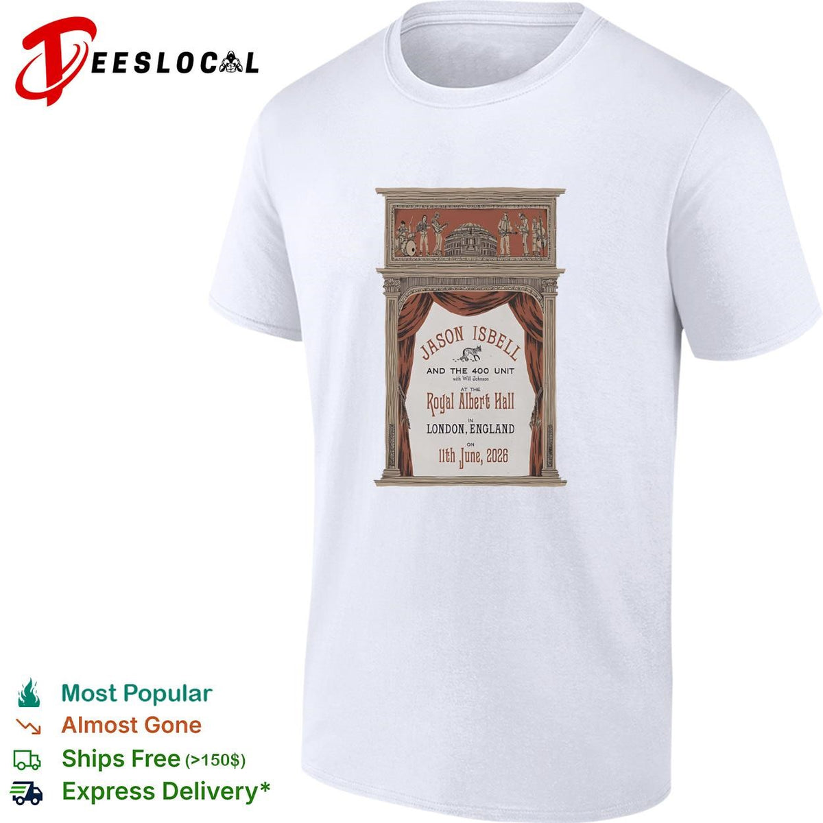 Royal Albert Hall London England vintage theater June concert poster shirt
