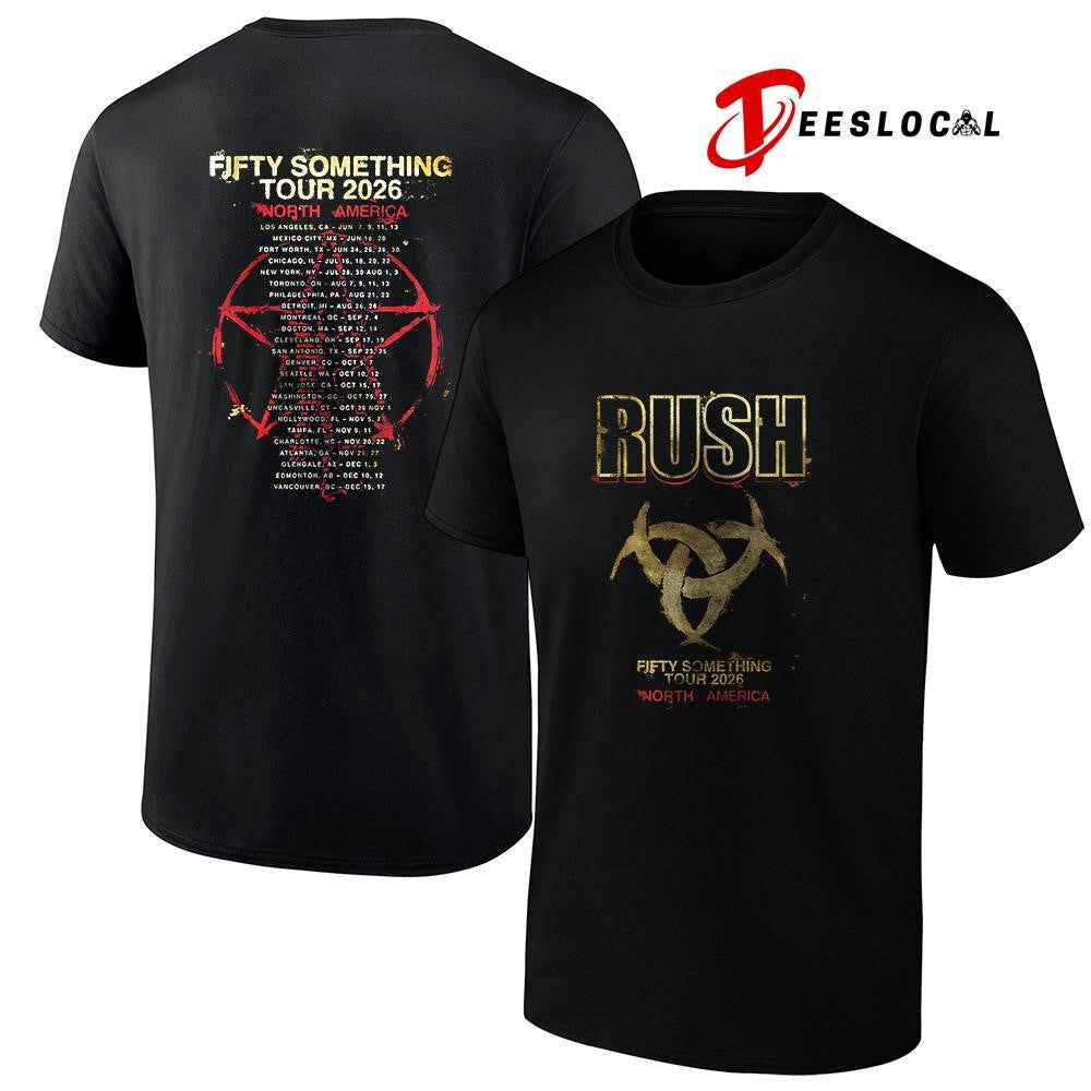Rush Fifty Something tour Rush stage logo dates schedule shirt