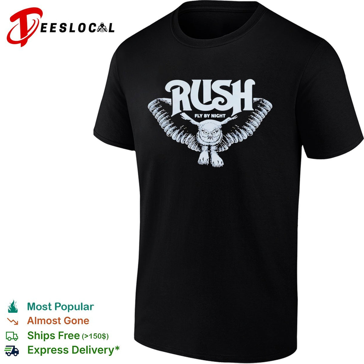 Rush Fly by Night Owl Music Band shirt