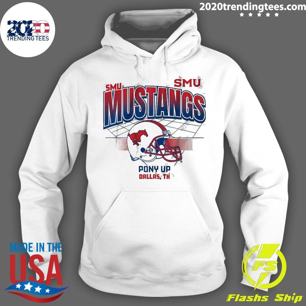 SMU Mustangs Pony Up Dallas Football Helmet Grid Shirt