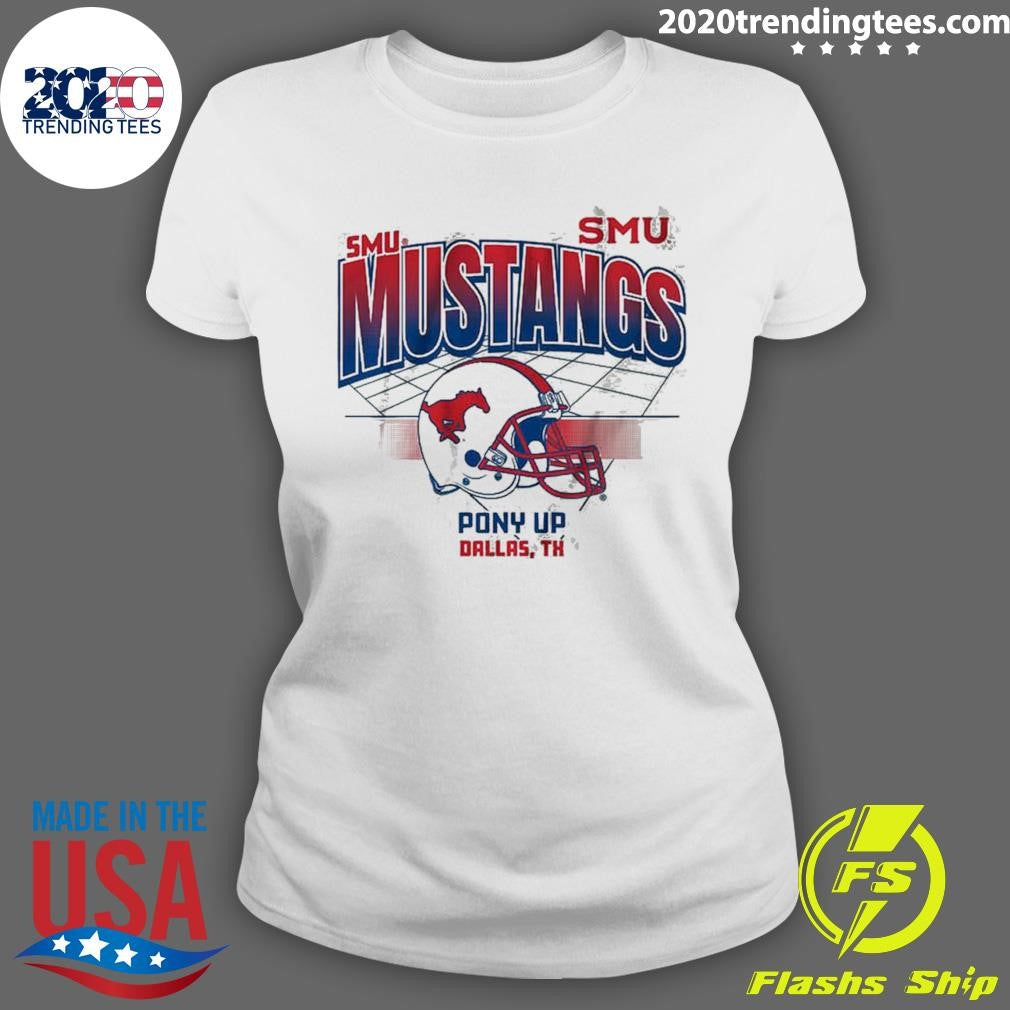 SMU Mustangs Pony Up Dallas Football Helmet Grid Shirt