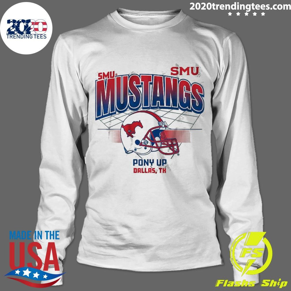 SMU Mustangs Pony Up Dallas Football Helmet Grid Shirt