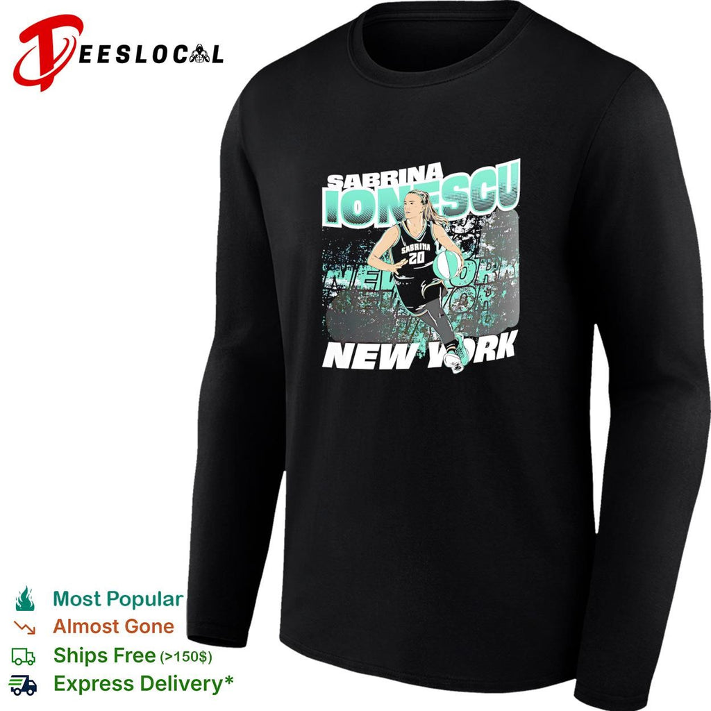 Sabrina Ionescu number 20 New York Liberty basketball action poster shirt