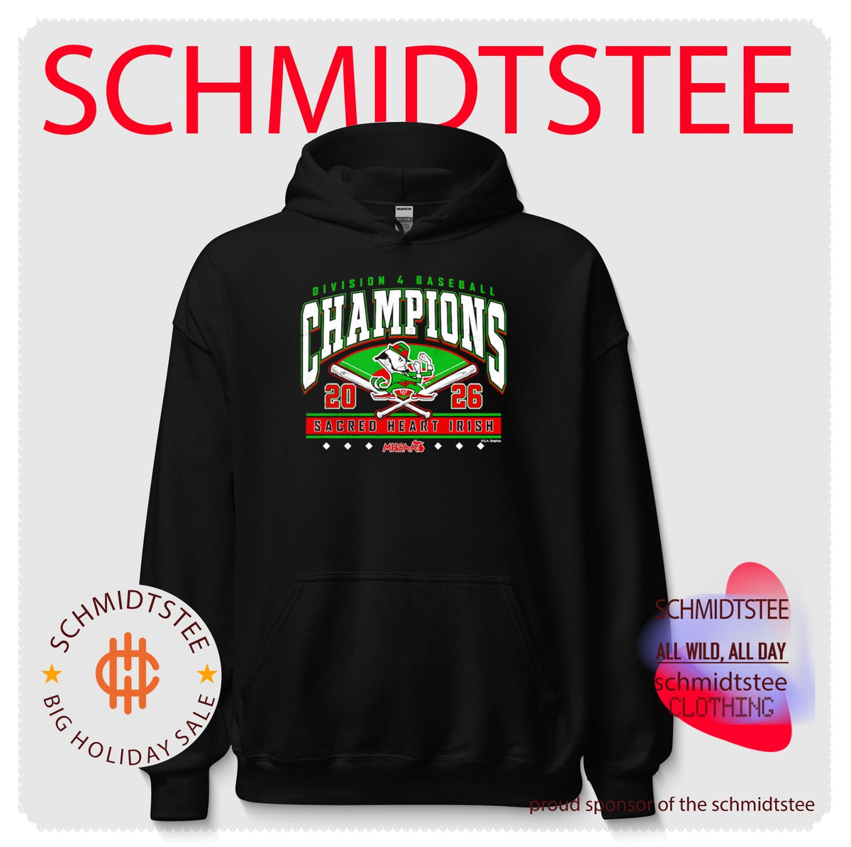 Sacred Heart Irish 2026 MHSAA Baseball D4 Champions shirt