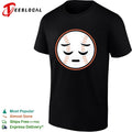 Sad face baseball emoji blue orange graphic shirt